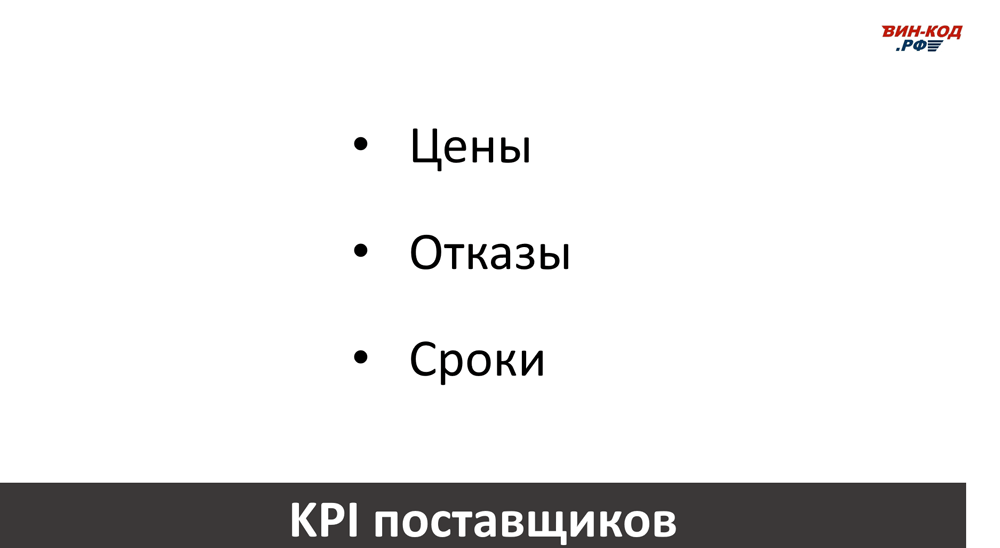 Основные KPI поставщиков в Люберцах, Московская область